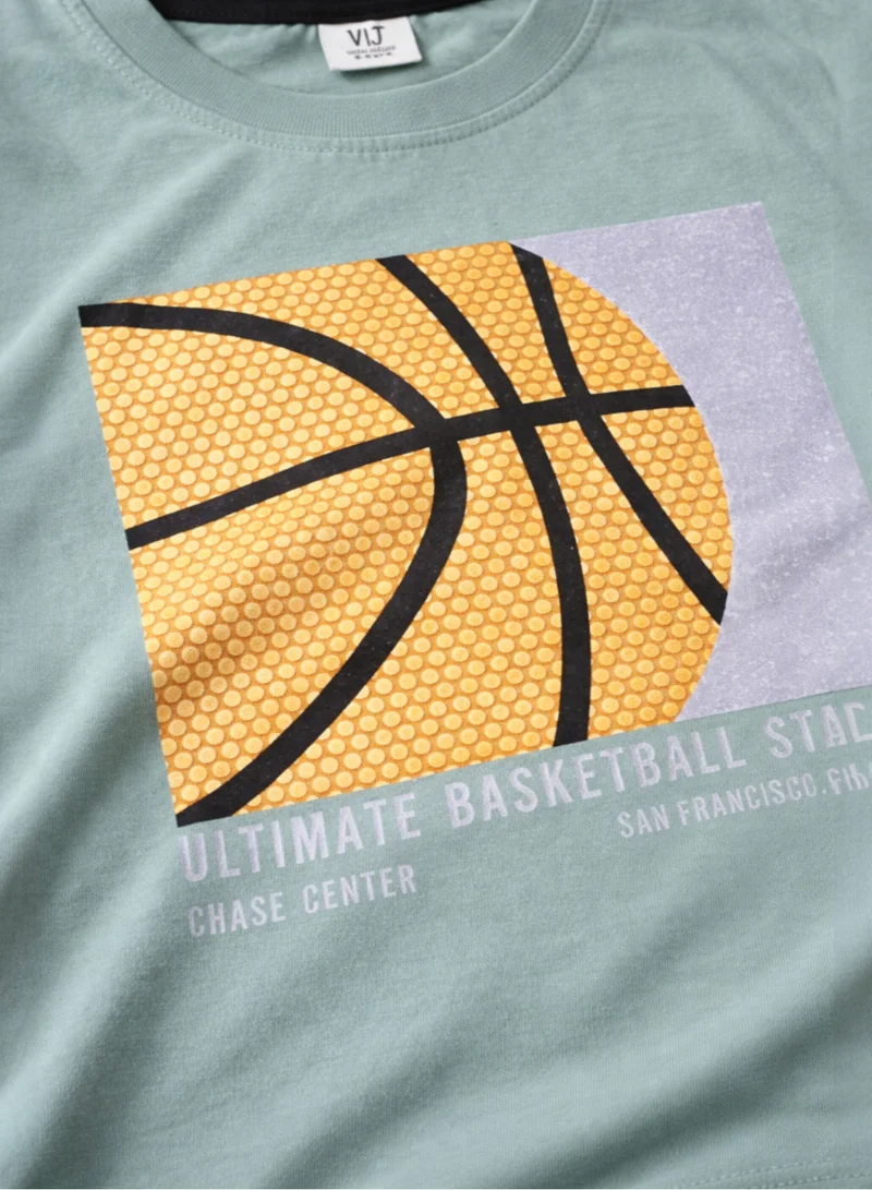 Victor And Jane  Boys Basketball Graphic T-Shirt & Black Shorts Set for Men | Best Price UAE